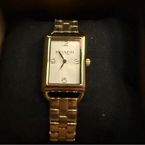 Coach BNWT Gold Rectangular Timepiece with box